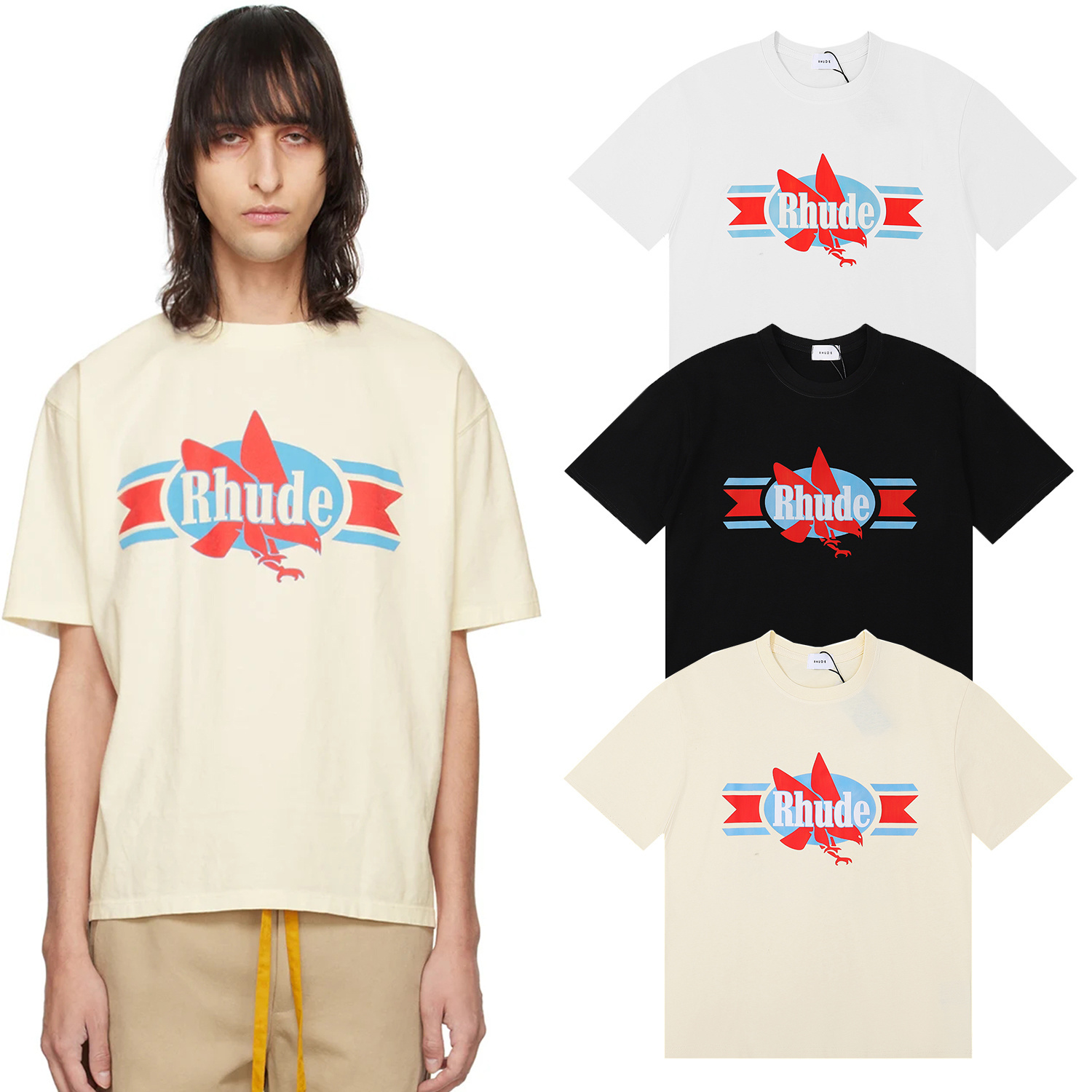 Streetwear Brand Popular - Kaos Katun Longgar Leher Bulat Lengan
